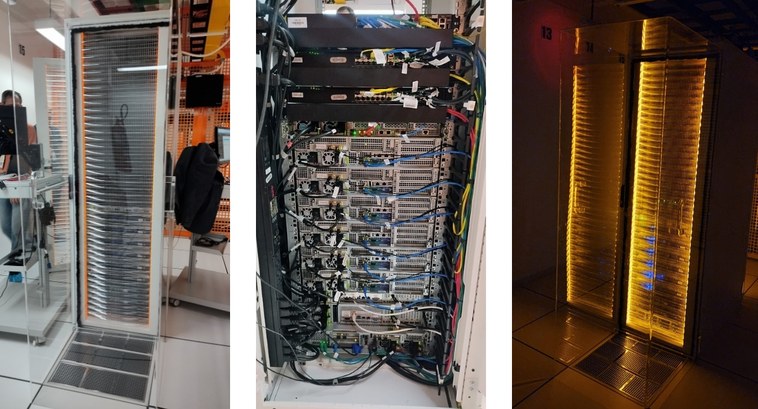 #PraTodosVerem: Na montagem aparecem três fotografias do data center backup, duas da parte da fr...